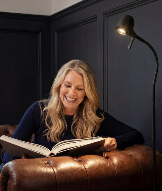 Woman reading with HD floor light