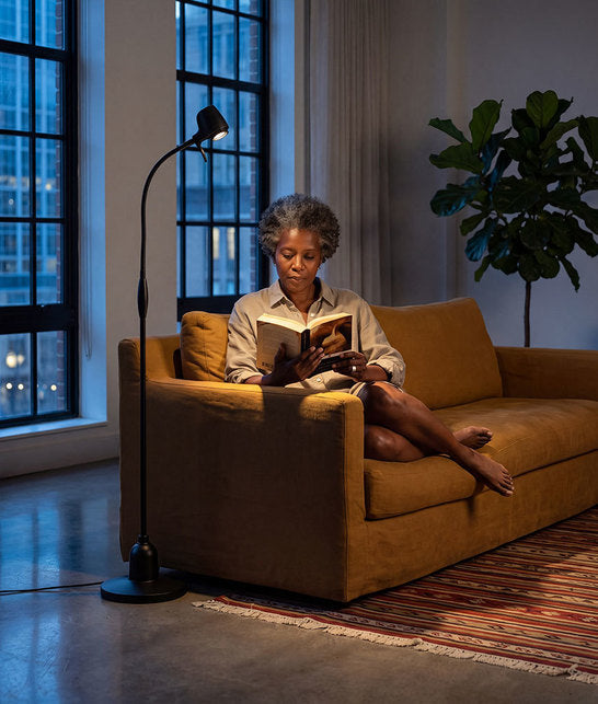 Woman reading with HD Original floor light