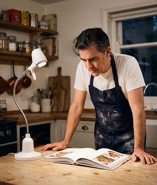 Man reading with HD Original table light